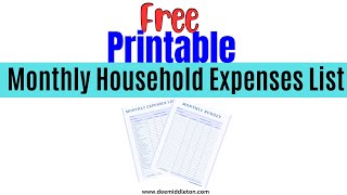 Free Printable Monthly Household Expenses List