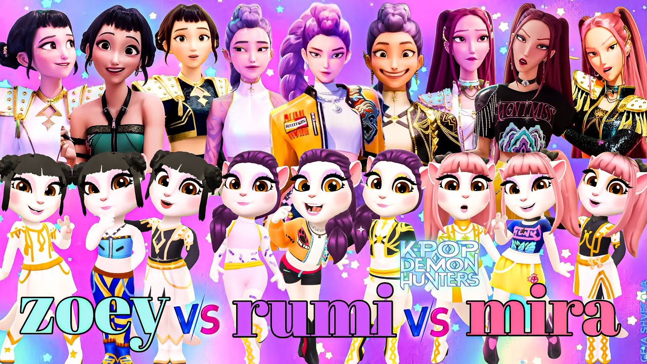 Zoey vs Rumi vs Mira 😱🔥 | Ultimate COSPLAY Makeover Battle! (Talking Angela 2 x K-Pop Huntrix)