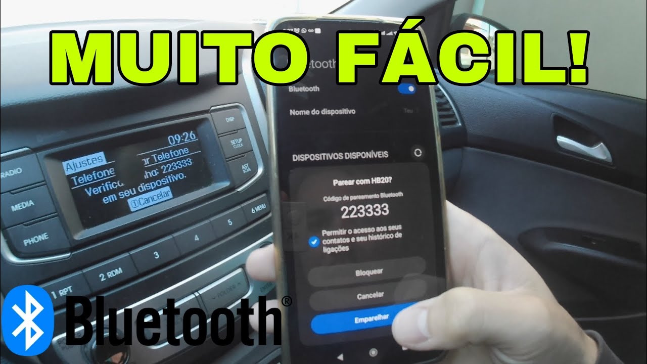 COMO CONECTAR O CELULAR NO BLUETOOTH NO SOM DO HB20, MULTIMIDIA ...