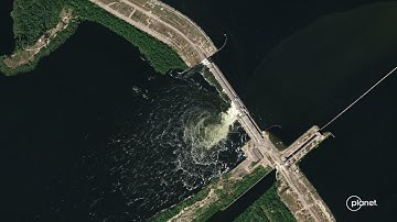 Before and After Satellite Imagery Shows Destruction of Kakhovka Dam