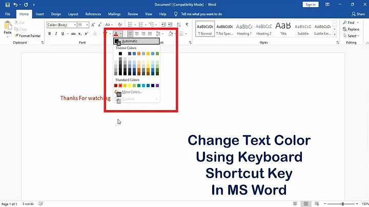 Change Text Color Using keyboard Shortcut Key In MS Word