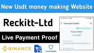 New Usdt Money Making Website||Reckitt-Ltd||Live Payment Proof||earnsaad