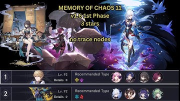 E0 Kafka | E0S1 Jingliu Memory of Chaos Floor 11 - Honkai Star Rail v1.6 1st Phase