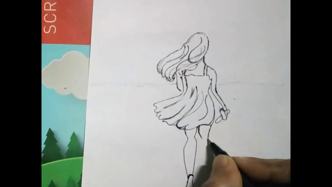 How to draw this Sketch of Girl on Beach YouTube