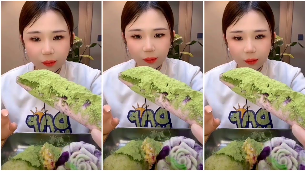 ASMR ICE EATING with MATCHA and MILK POWDER with PASSION FRUIT 