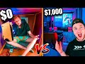 $1 Vs $7,000 Gaming Box Fort *Budget Challenge*