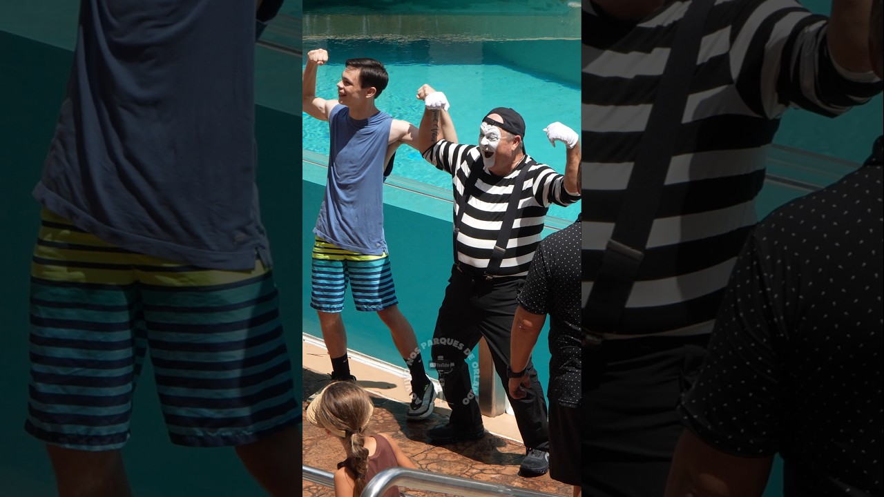 Tom o mímico estava rindo do físico deste homem 😂🤣 #tomthemime #seaworldmime