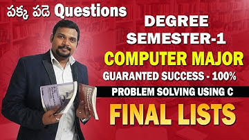 Degree Semester-1 Problem solving using C Final list important questions Part-1 2025