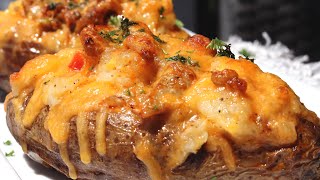 CRAB Stuffed LOADED Baked Potatoes | Seafood Baked Potatoes