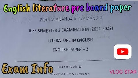 English literature pre board paper sem 2 icse class 10 .#icse #preboard.