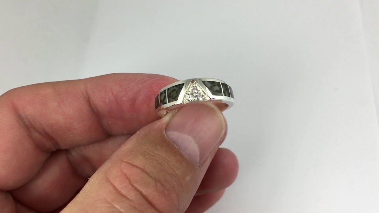 Dinosaur Bone Wedding Ring with White Sapphires