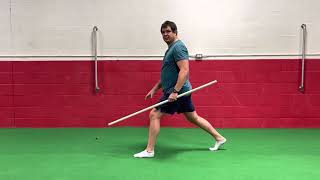 Split Squat with Torso Rotation (PVC Pipe or Stick)