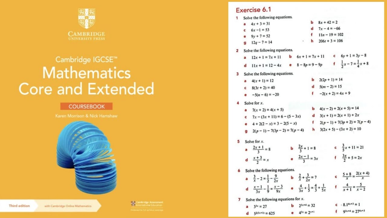 Exercise 6.1 Cambridge IGCSE Mathematics Core and Extended - YouTube