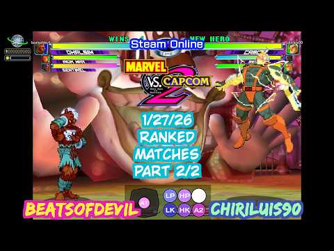 MvC2 Dhalsim BeatsofDevil vs chiriluis90 Ranked Matches 1/27/26 part 2 of 2 Steam Netplay