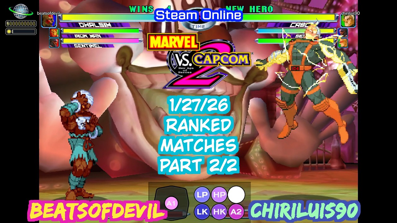 MvC2 Dhalsim BeatsofDevil против chiriluis90 Рейтинговые матчи 27.01.2026, часть 2 из 2, Steam Ne...