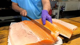 Salmon Cutting Skills 鮭魚切割技能 - How to Cut a Salmon for Sashimi