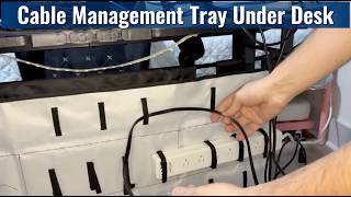 Cable Management Tray Under Desk, 38 No Drill Standing Desk Cable Organizer with Clamp/Screw Mount