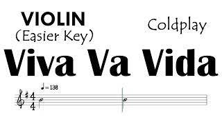VIVA LA VIDA Violin Easier Key  Sheet Music Backing Track Partitura Coldplay