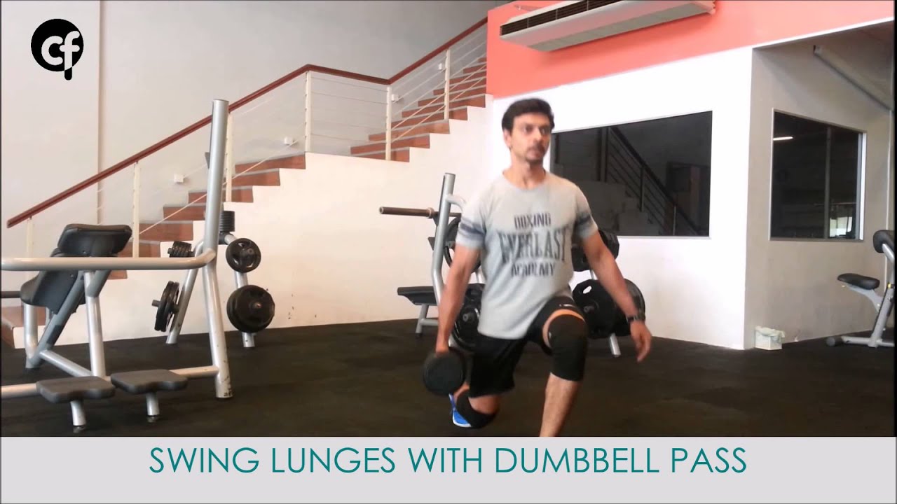 Swing Lunges with Dumbbell Pass YouTube