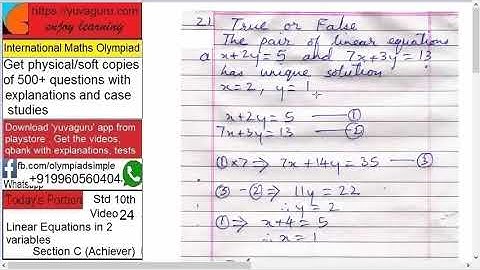 24 IMO Int maths olympiad Video Std 10 Linear Equations with 2 variables freeVideo1 by Vishal Mantri