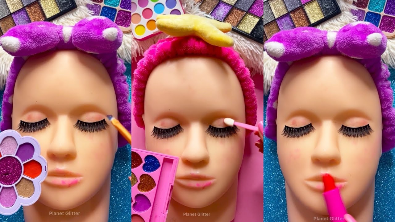 ASMR Satisfying with Unboxing & Review Mannequin Makeup Glow up Glossy Skincare Sounds Video Fast 