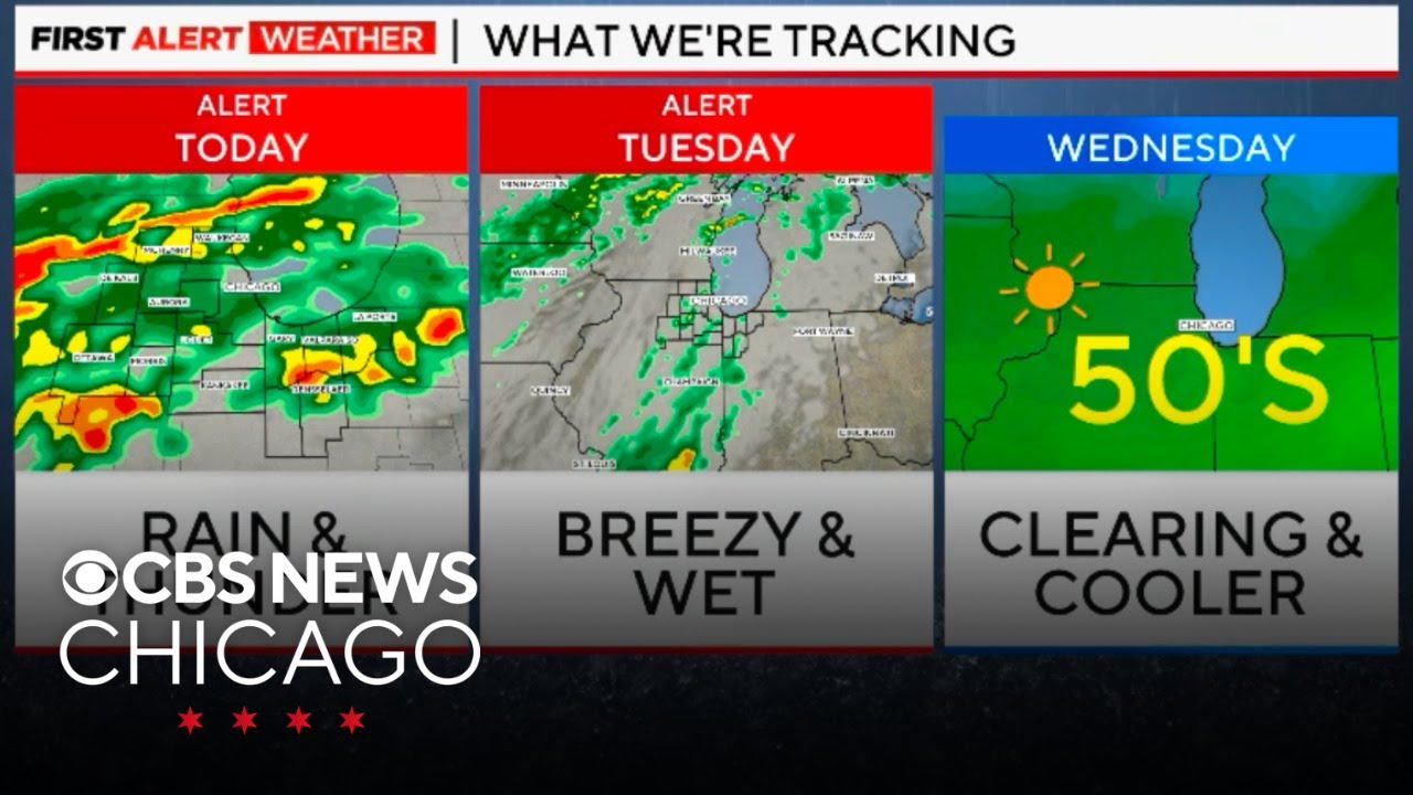 Showers and thunderstorms Monday in Chicago - YouTube