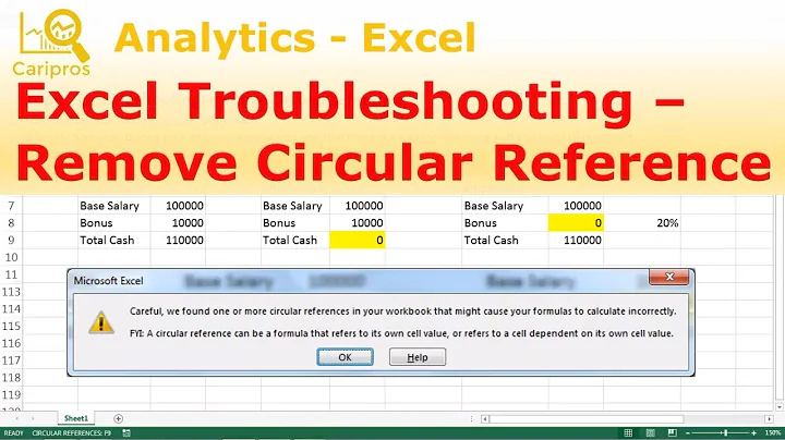 Excel Troubleshooting : How to Remove Circular Reference