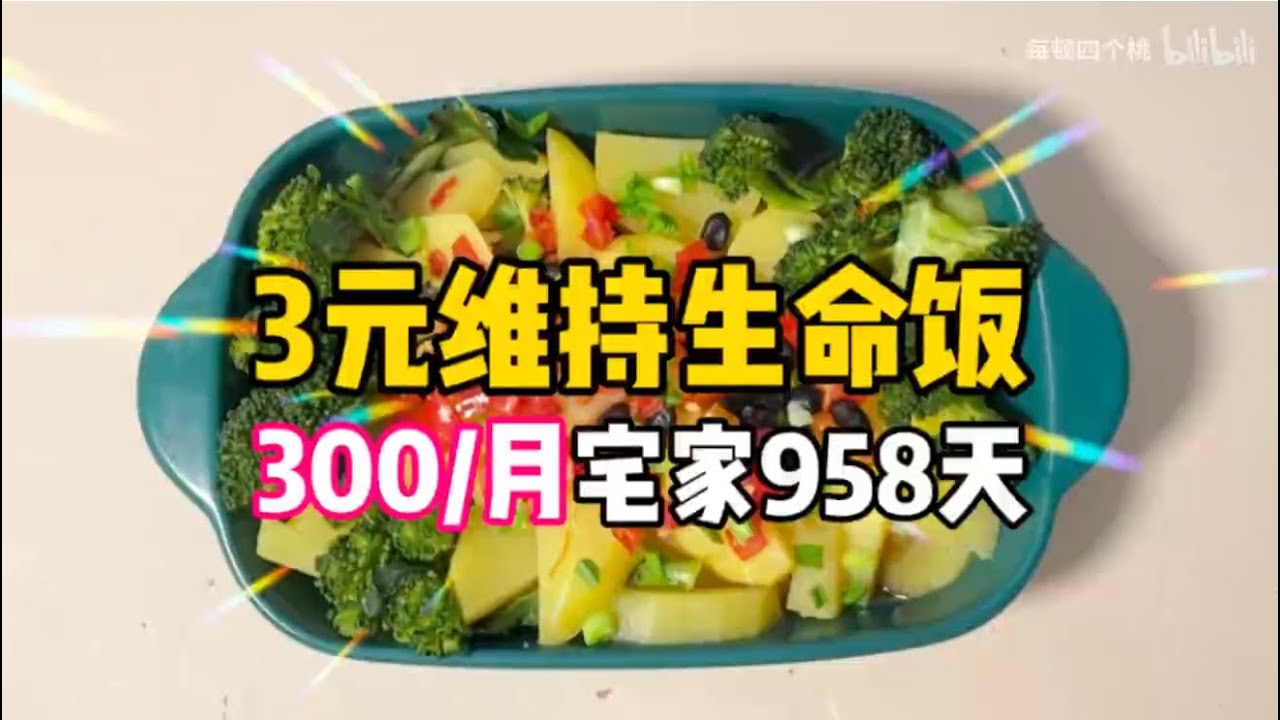 3元生命体征维持餐！95女生不上班958天！今天吃减脂蒸土豆～