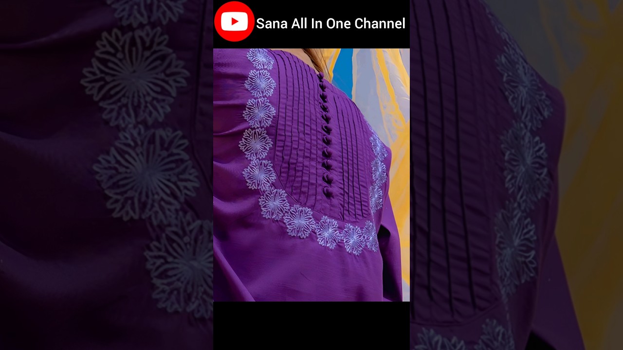 Simple And Sober Neck Design With pintucks ,plates and  Lace 