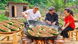 Crispy Fried Meat-Stuffed Cucumbers – Cooking in a Large Pan – Traditional Wood-Fired Cooking screenshot 1