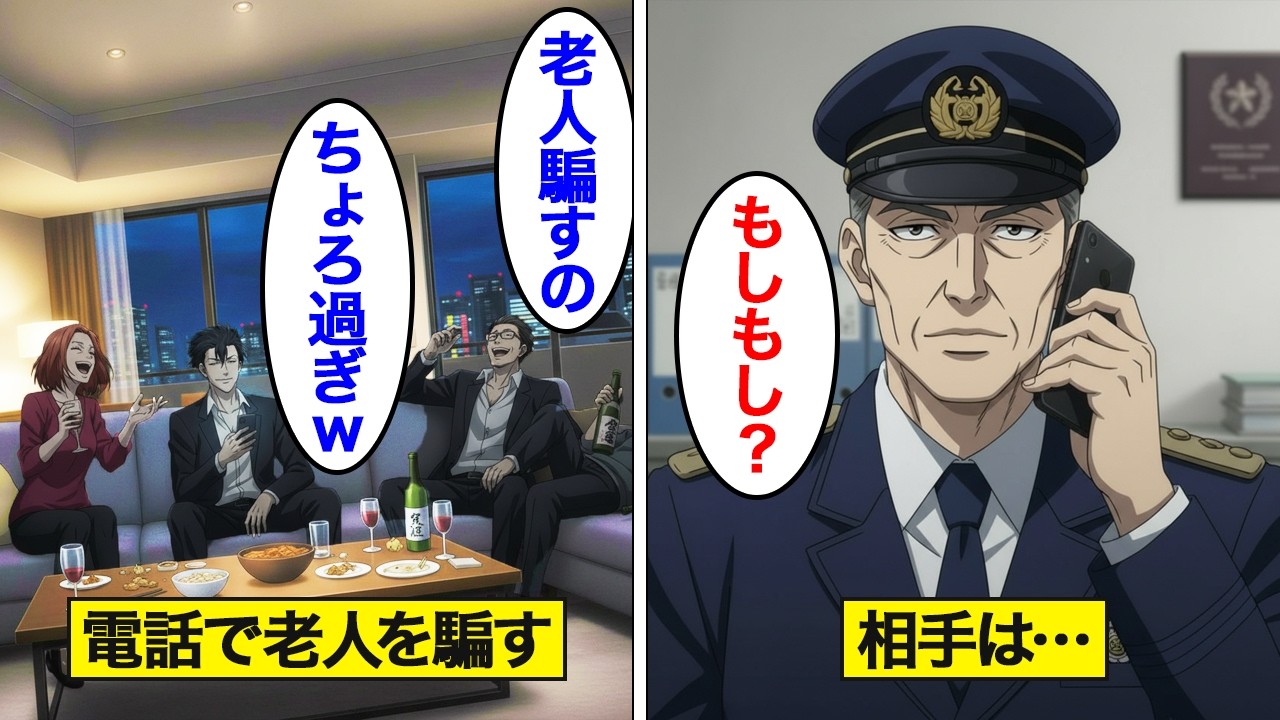 【漫画】老人にオレオレ詐欺の電話をかけたら警察署長だった男の末路。調子に乗った結果…【スカッと】