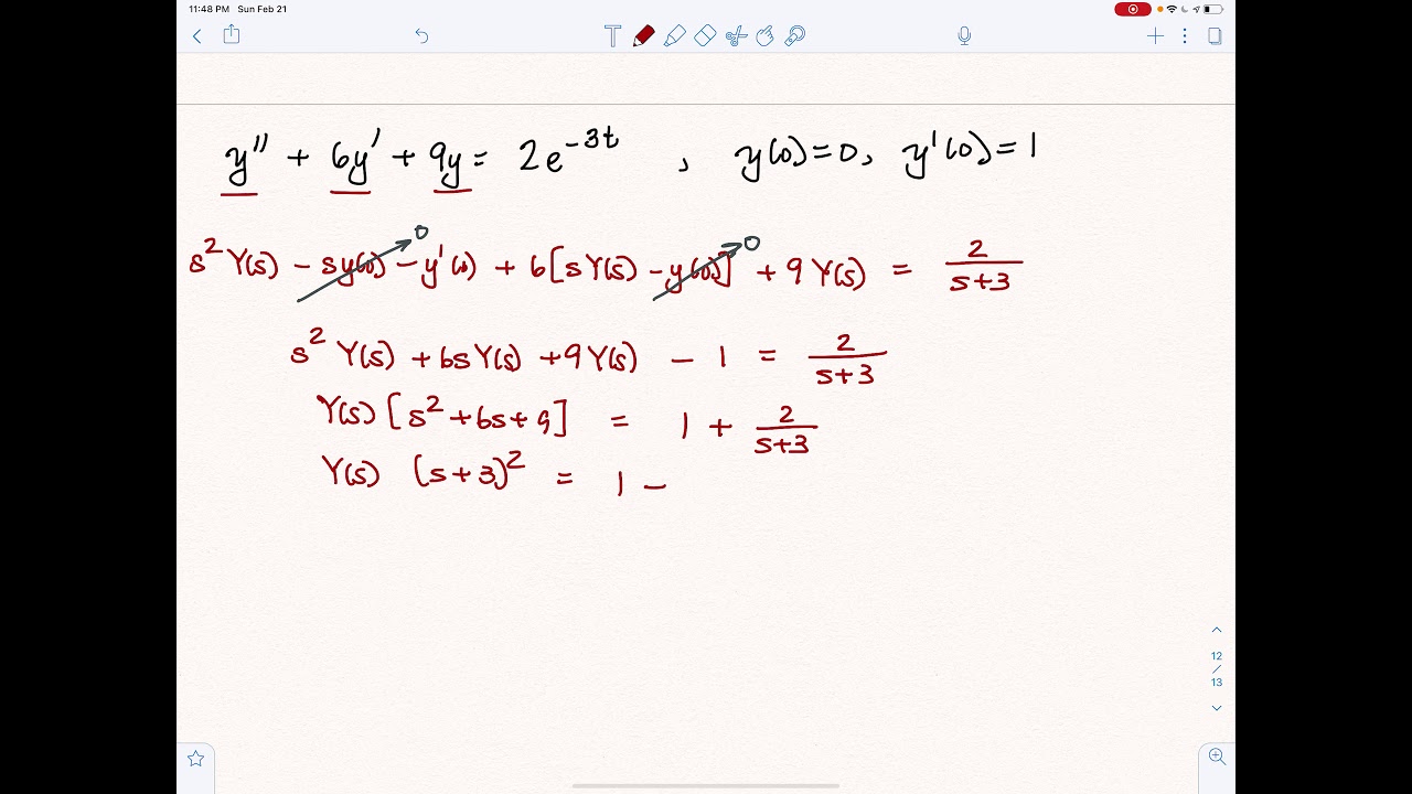 Laplace Transforms - Solving a Non-homogeneous DE (2)