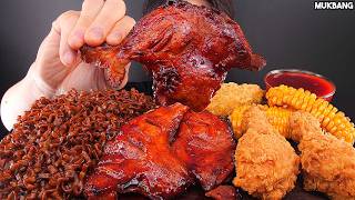 ASMR MUKBANG | BBQ Chicken🍗 Black Bean Noodles Fried Chili Peppers EATING 먹방
