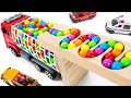 Marble ASMR Run Race ☆ HABA Slope & Retro Makita Truck,Excavator,Garbage Truck,Dump Truck, Ambulance