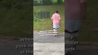 She parked her car at the basketball courts and Adam Sandler was right next to her 😂 | #shorts