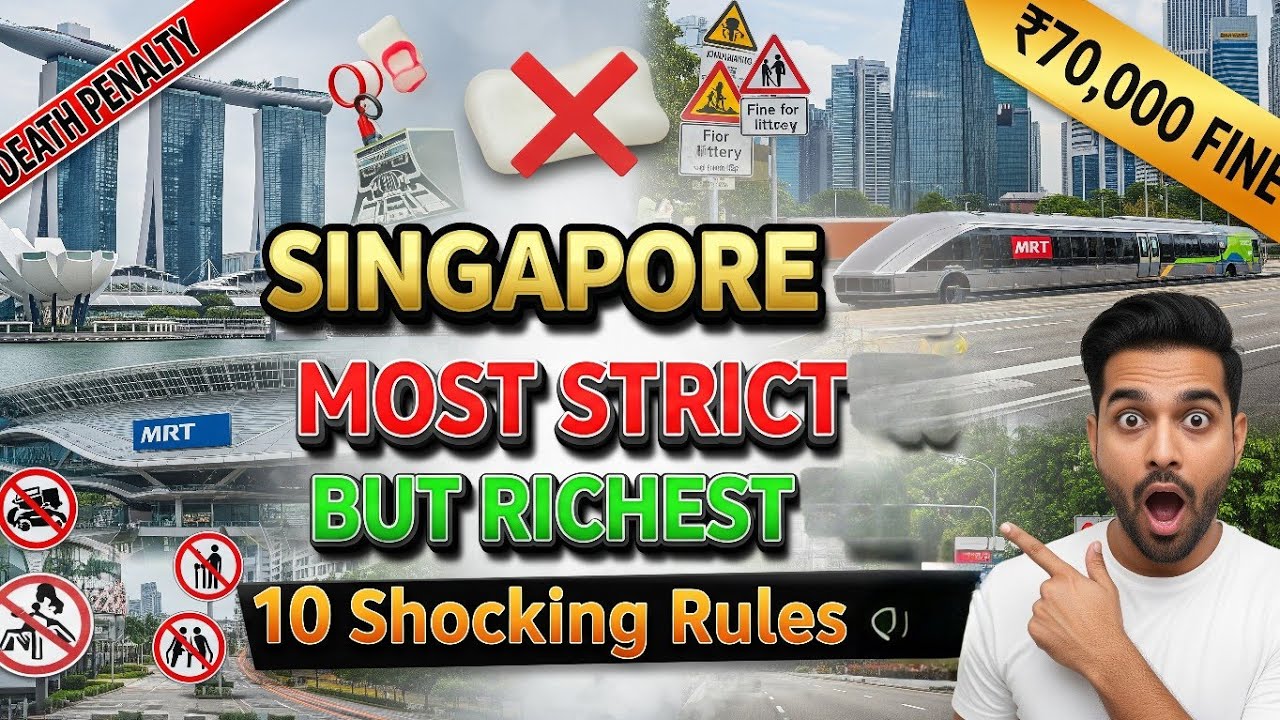 SINGAPORE के 10 सख्त कानून! 😱 | ₹70,000 Fine गंदगी के लिए + Death Penalty! 🚫 | 