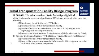 The Tribal Transportation Facility Bridge Program Update May 27, 2026