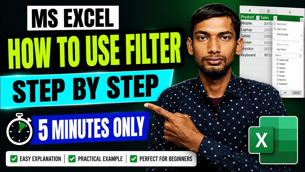 How to Use Filter in Excel in Hindi | Excel Filter Step by Step | Excel ...