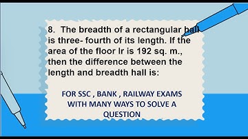 The  breadth  of  a  rectangular   hall is  three-  fourth  of  its  length.  If  the area  of  the