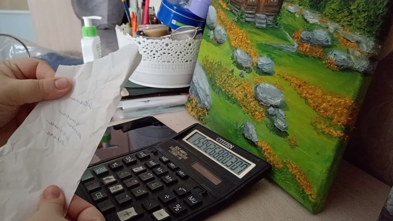 You are in village shop (cashier is crashing out) ASMR calculator, writing, tapping, receipt sound