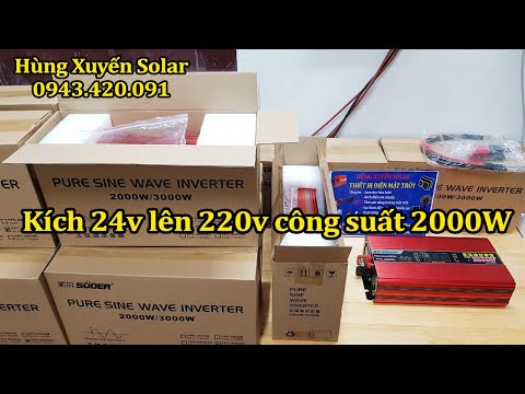 Video Kích điện 24v lên 220v công suất 2000W sóng sin chuẩn,... - youtube
