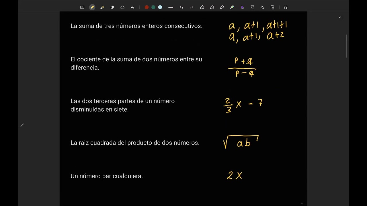 Lenguaje comun a lenguaje algebraico