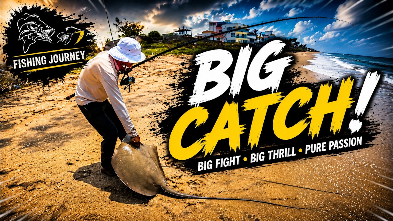 🎣 Beach Fishing in Tamil Nadu | Giant Stingray Fight & Catch 🔥 #fishing #fishingvideo #camping #fish