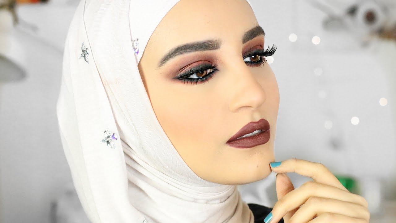 Burgundy Eyeshadow & Matte Lip Tutorial .. ظلال عيون باللون العنابي