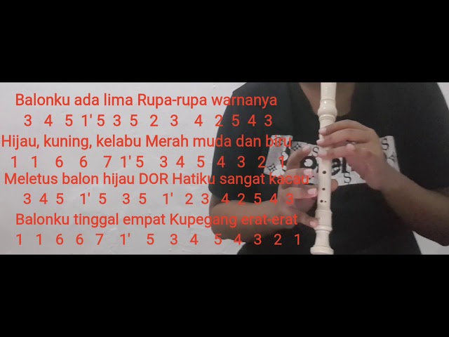 Not Angka Topi Saya Bundar Recorder Not Angka Lagu Anak anakBalonku Recorder Cover | Not Angka Pianika Recorder Lagu Anak - anak Balonku - YouTube