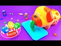 Satisfying Video l Rainbow Playdoh & Magic M&M's Noddles with Squishy Color Balls Cutting ASMR