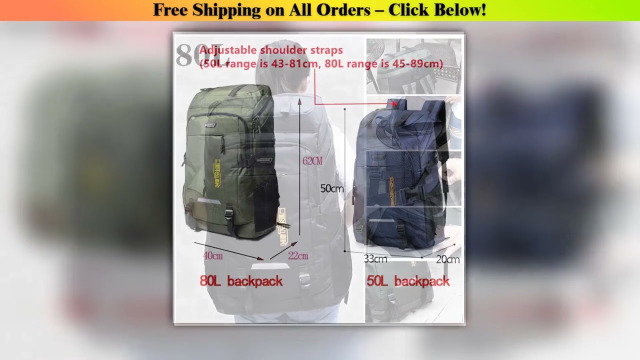 80L 50L Men's Outdoor Backpack Climbing Travel Rucksack Sports Camping Hiking Backpack School Bag