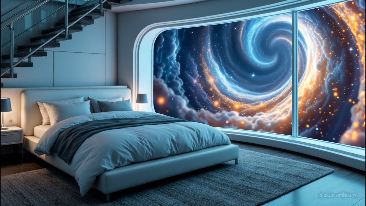 Cosmic Bedroom Window | 1 Hour Soft Hypnotic Space Wind & Angelic Hum Ambience