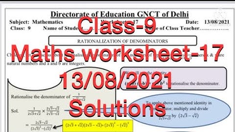 Class 9th Maths worksheet-17 || Solutions || 13/08/2021 || Doe Worksheet