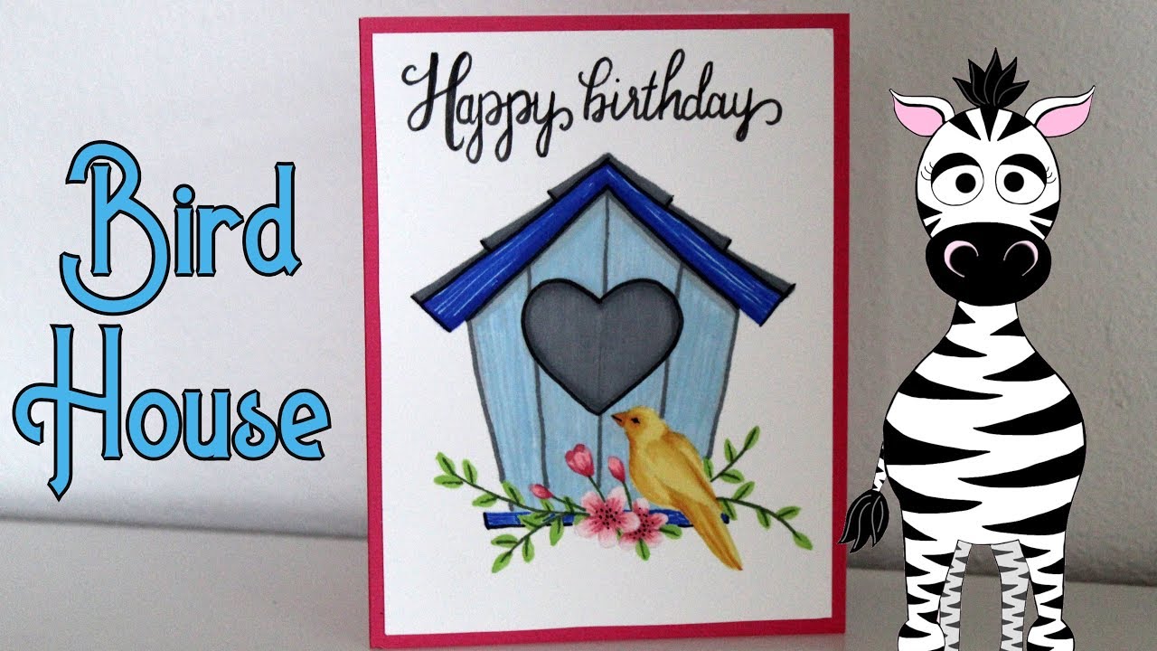 Bird House Birthday Card Illustration Tutorial